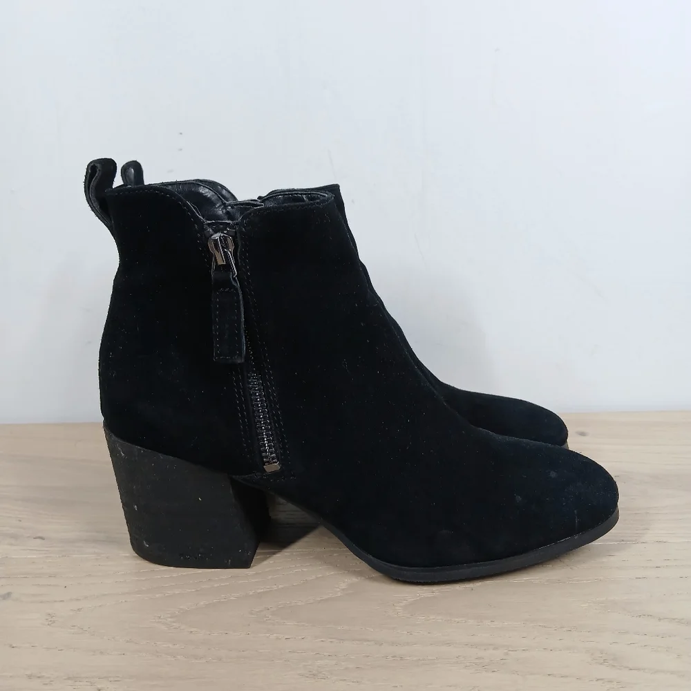 Blondo Black‎ Leather Block Heel Ankle Boots Waterproof 1542 - Picture 6 of 12